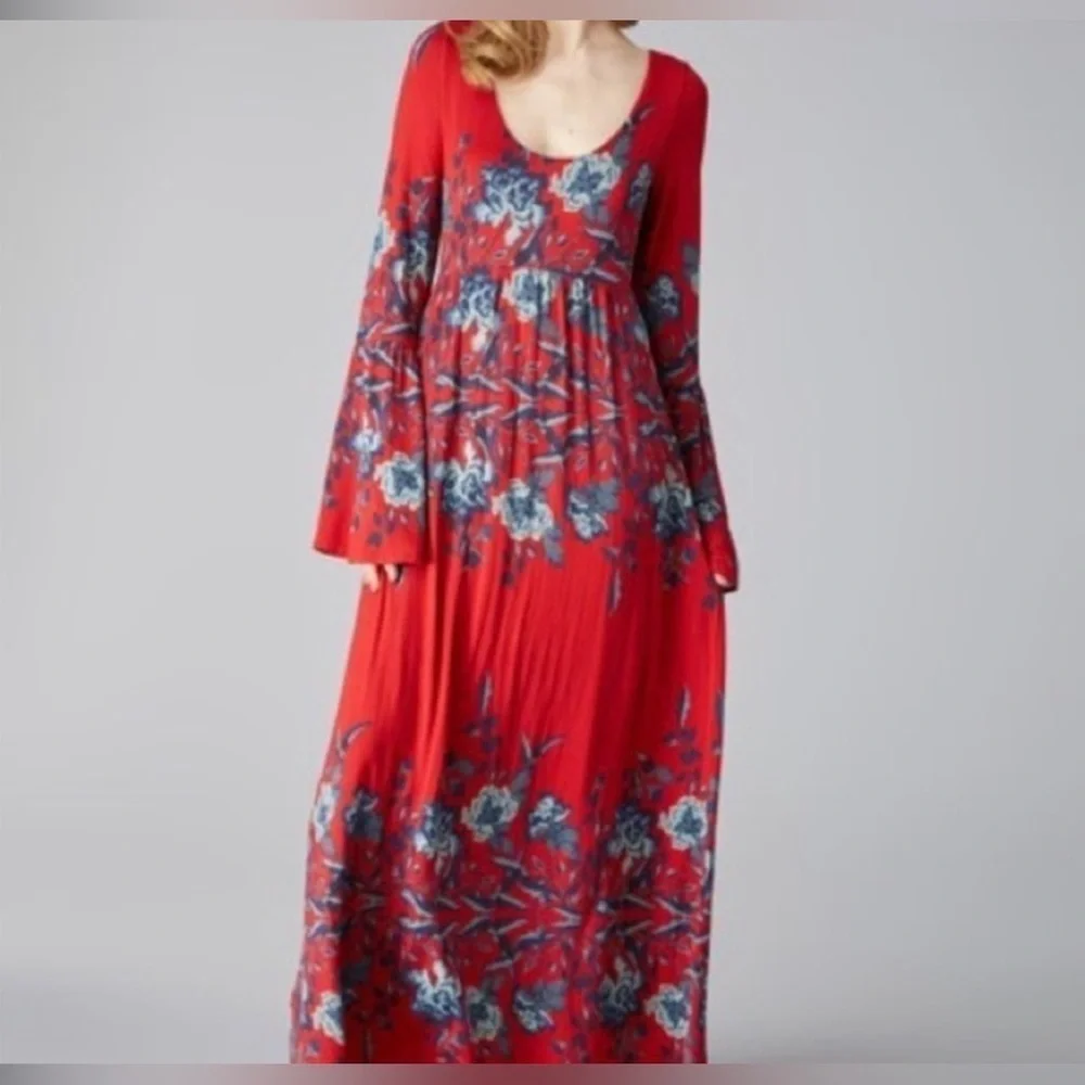 NWOT Free People Midnight Garden Red Maxi Dress Size XS